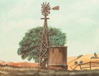 Dorothy Shaw, (20th century), Landscape with Windmill