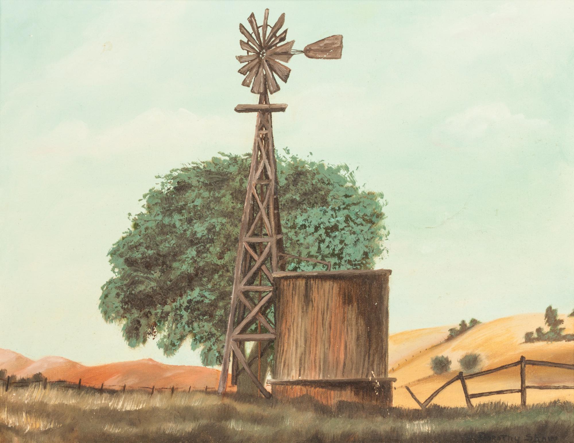 Dorothy Shaw, (20th century), Landscape with Windmill