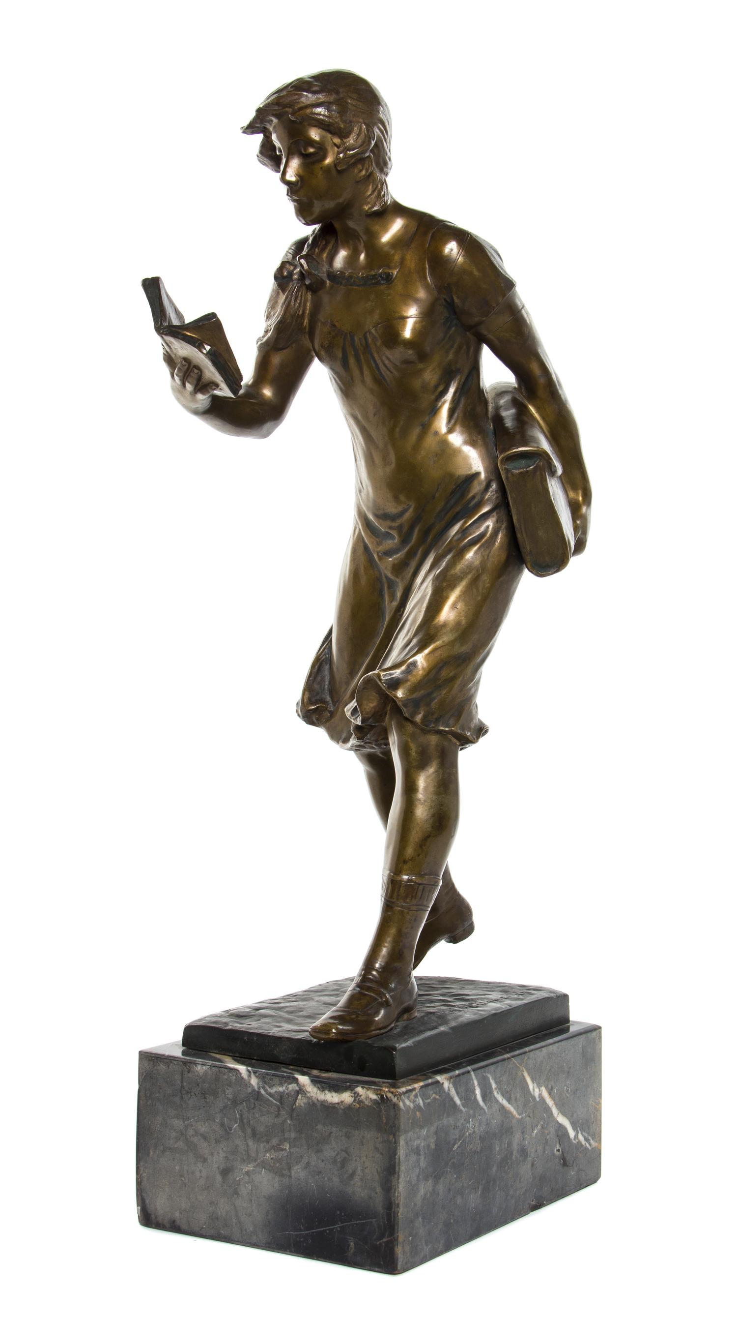 A German Bronze Figure, Gerhard Adolf Janensch (1860-1933), Height overall 27 inches.