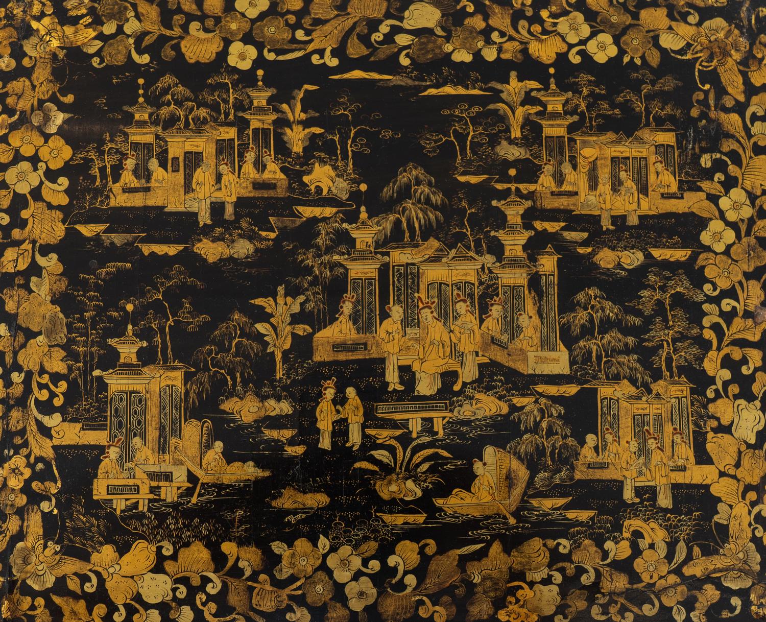 A Nest of Four Chinese Export Gilt-Decorated Black Lacquer Tables — 19TH CENTURY