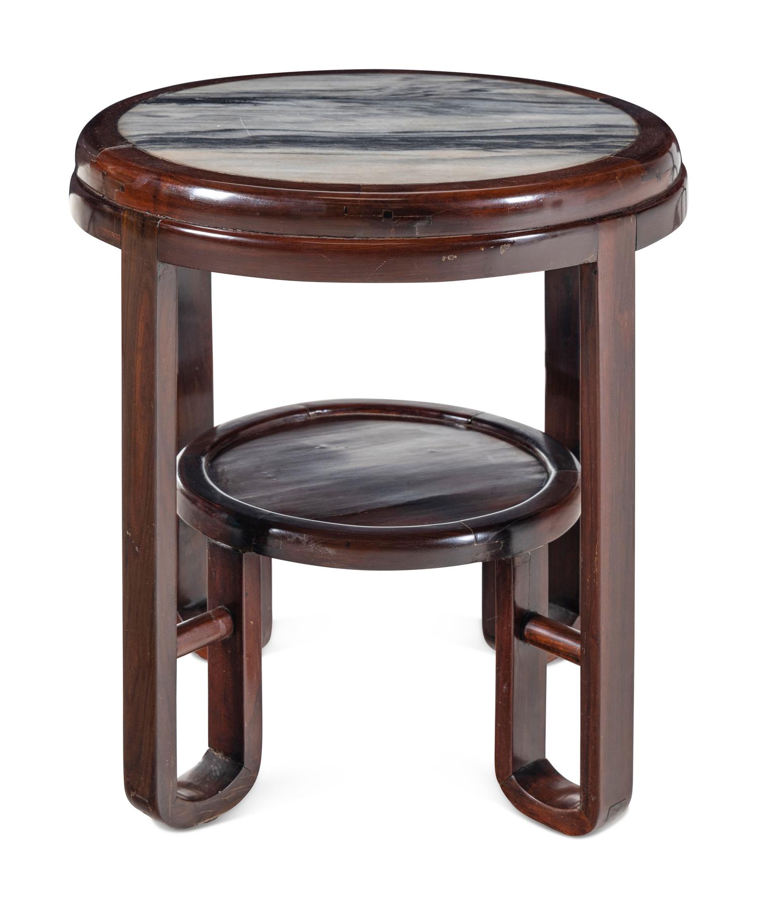A Chinese Marble-Inset Hardwood Table