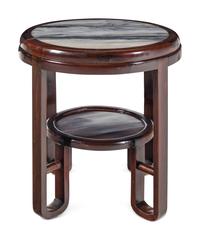 A Chinese Marble-Inset Hardwood Table