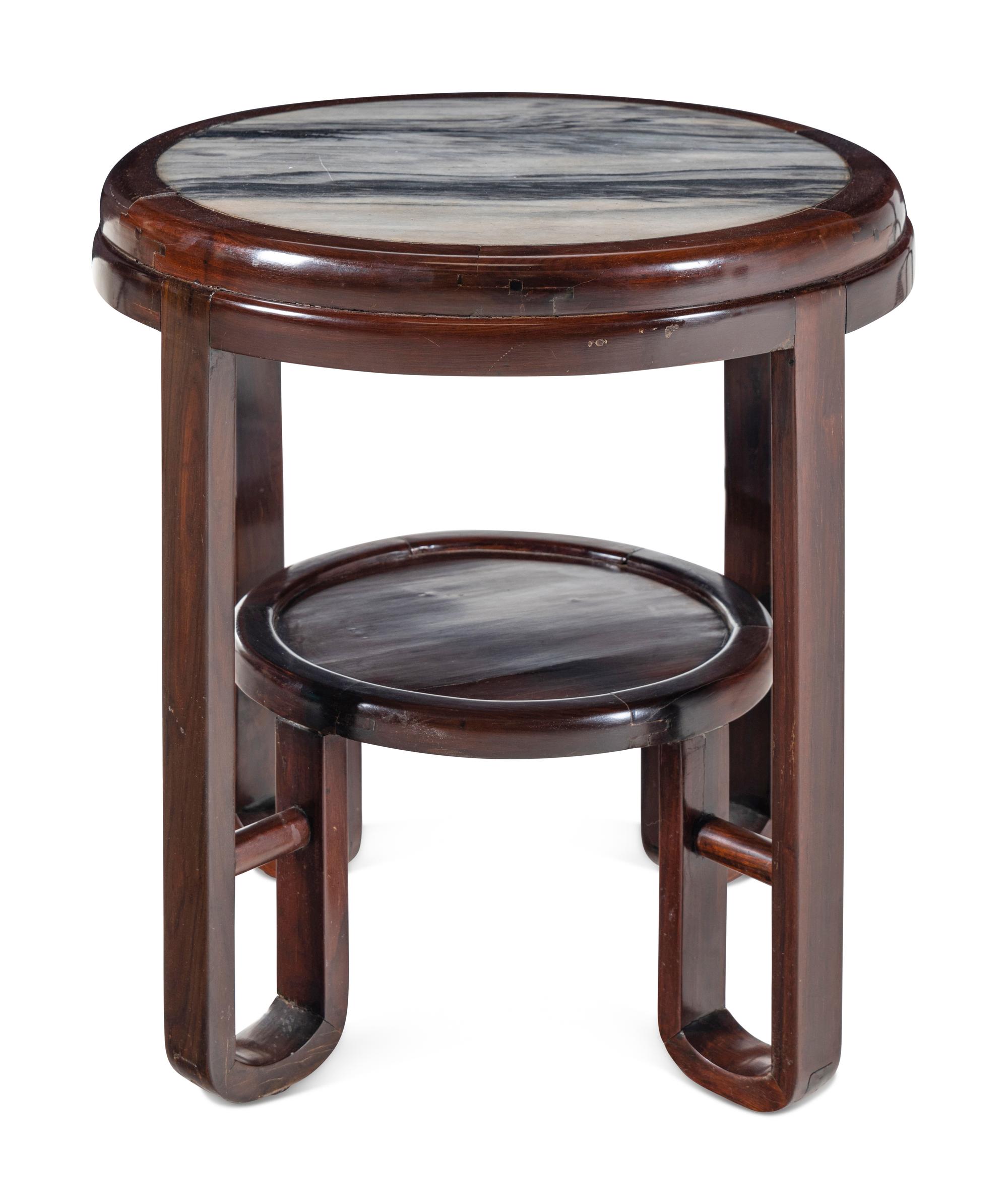 A Chinese Marble-Inset Hardwood Table
