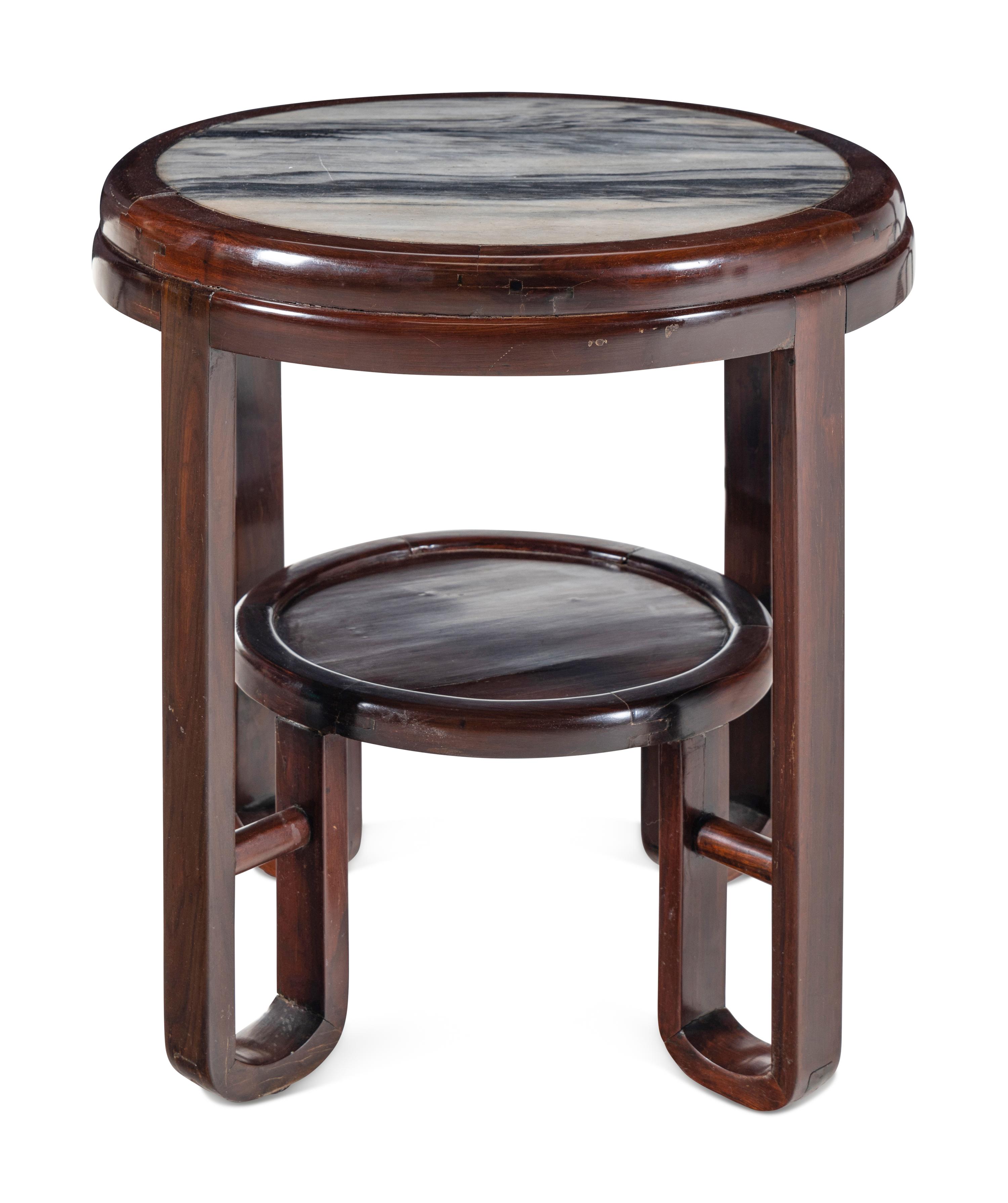 A Chinese Marble-Inset Hardwood Table