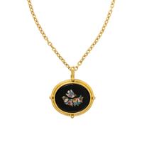 ELIZABETH LOCKE, MICROMOSAIC, ONYX, AND YELLOW GOLD PENDANT NECKLACE