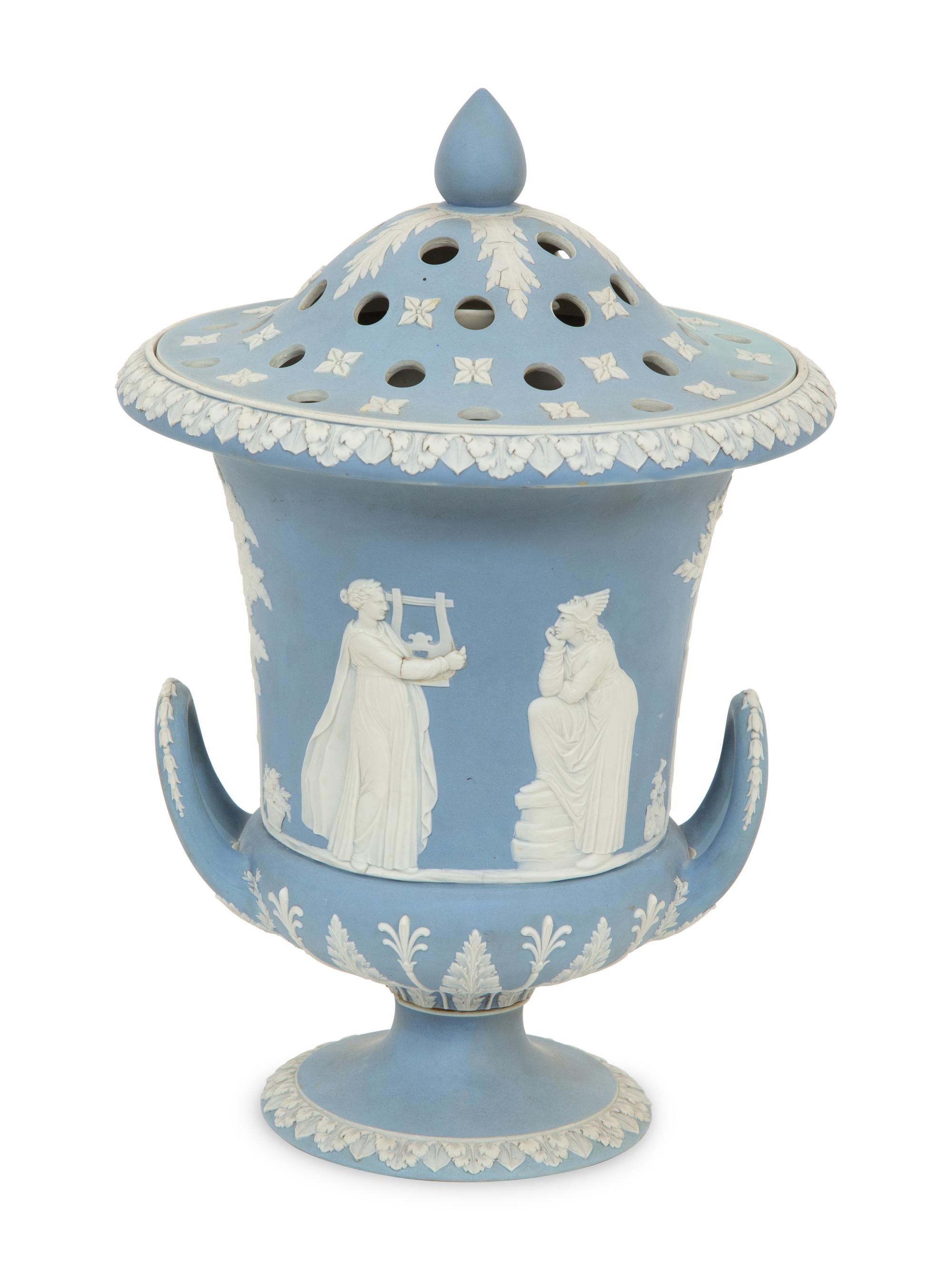 A Large Wedgwood Jasperware Bough Vase and a Wine Cooler