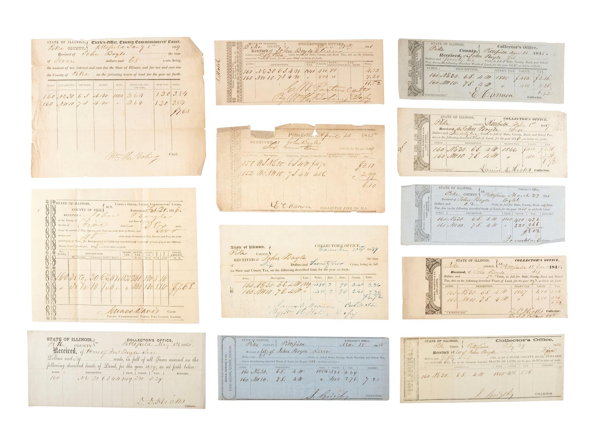 [ILLINOIS] -- [BOYLE, John (1777-1849)]. Archive of correspondence and documents related to the land holdings of speculator, businessman, and Secretary of the Navy John Boyle.
