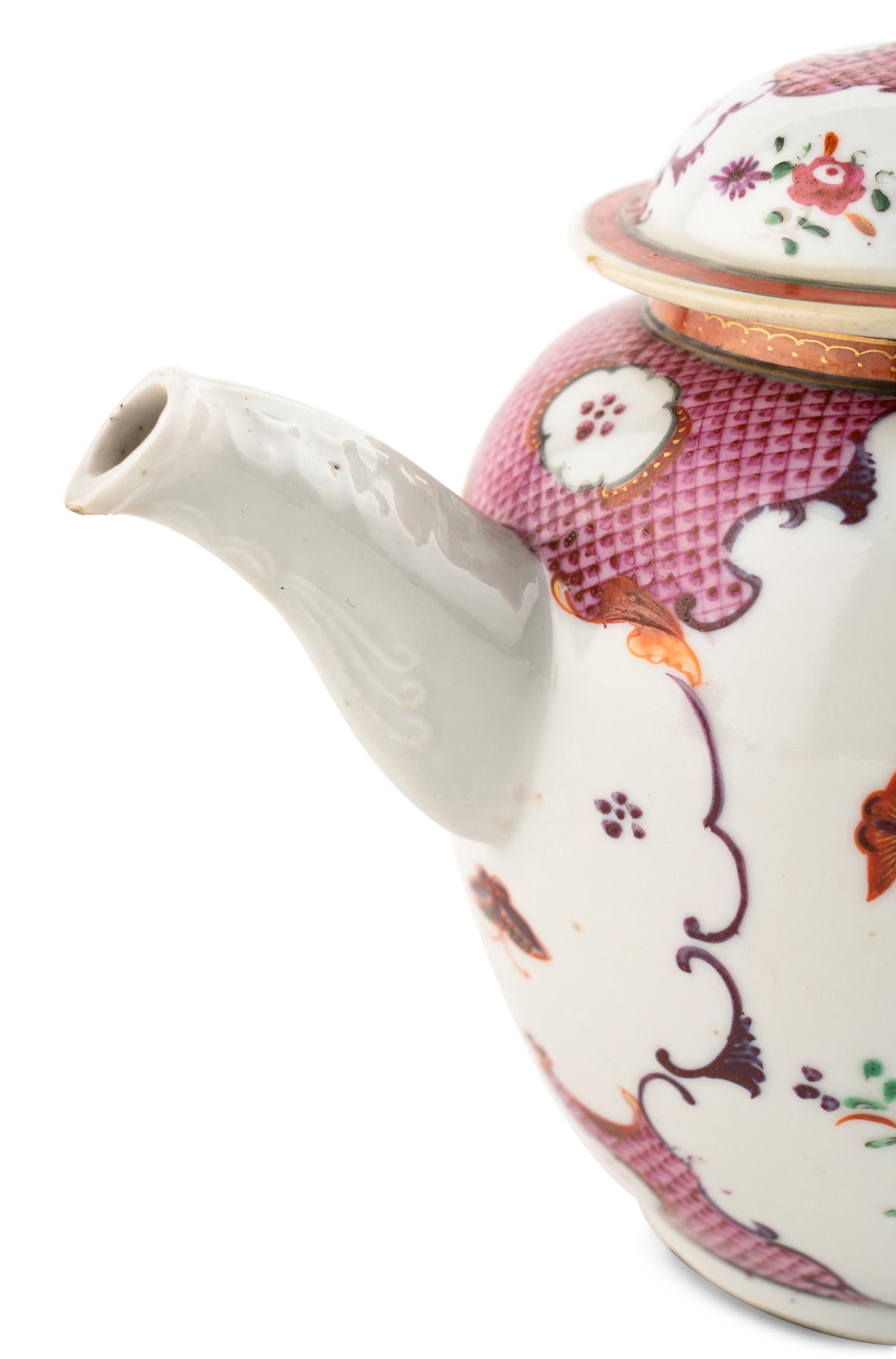 Two Chinese Export Famille Rose Porcelain Teapots