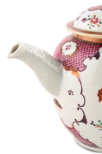 Two Chinese Export Famille Rose Porcelain Teapots