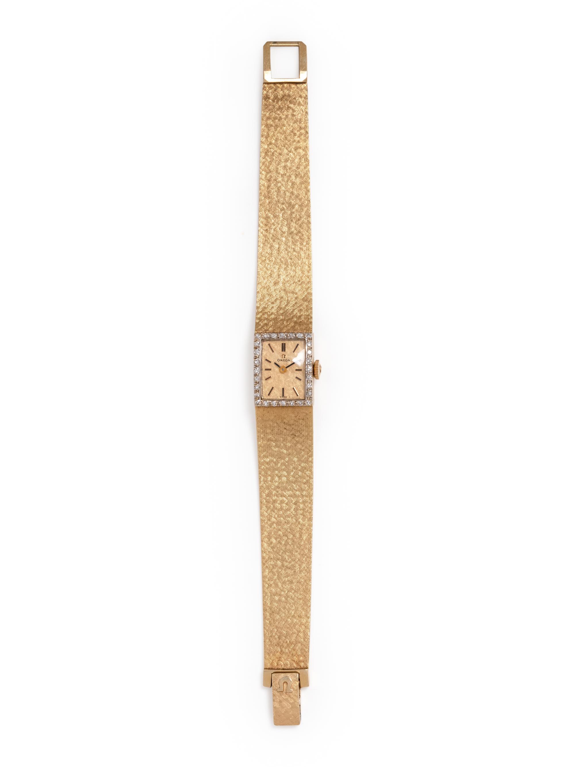 OMEGA, 14K YELLOW GOLD AND DIAMOND WRISTWATCH