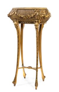 A Louis XVI Style Giltwood Jardiniere Stand, Height 47 1/2 x width 26 inches.