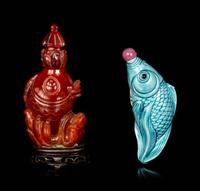 Two Chinese Fish-Form Snuff Bottles