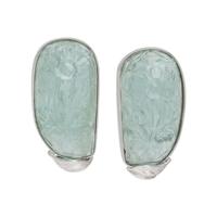 TONY WHITE, CARVED AQUAMARINE EARCLIPS