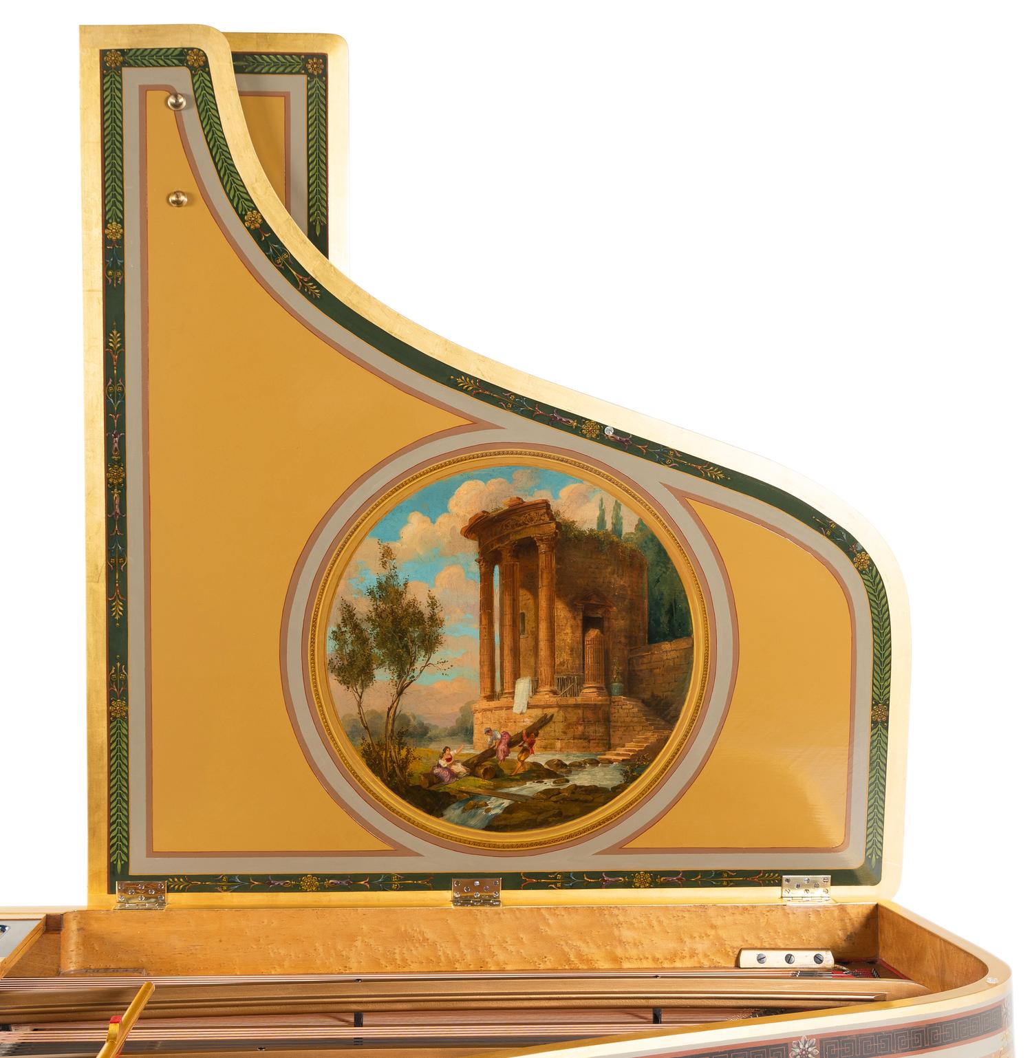 An Empire Style Kingwood, Giltwood and Painted Art Case Piano