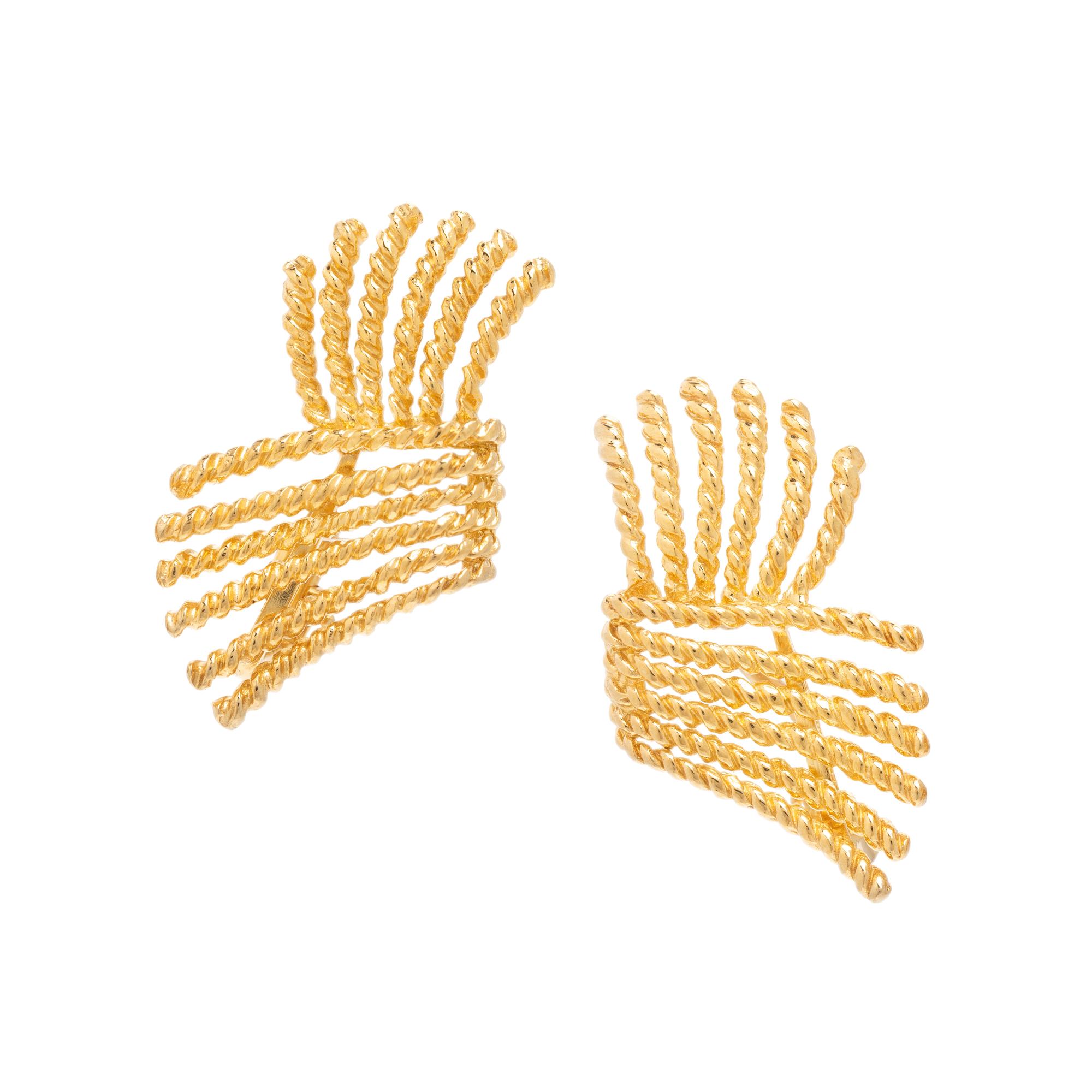 Tiffany & Co., Schlumberger, Yellow Gold Rope Fan Earrings