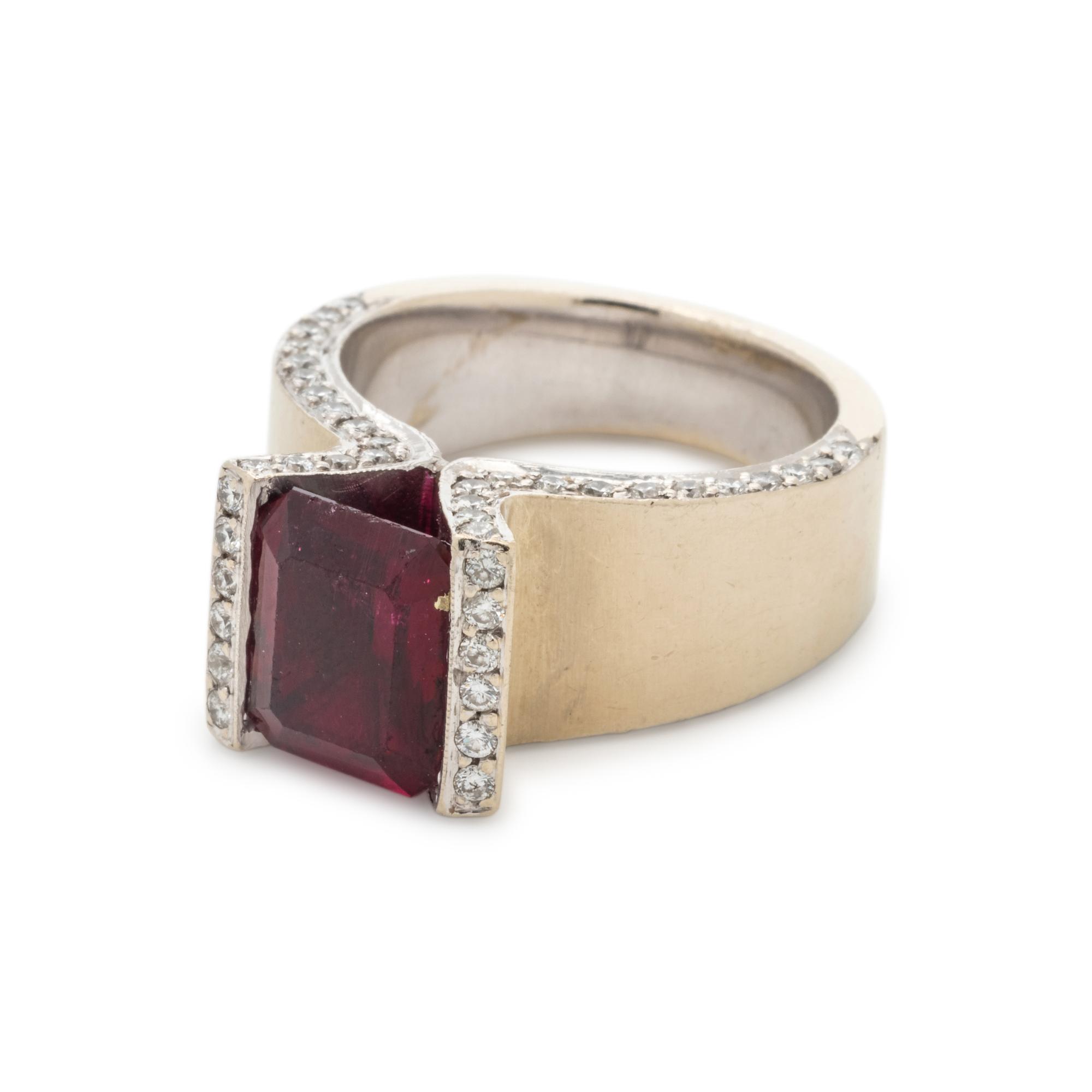 RUBELLITE TOURMALINE AND DIAMOND RING