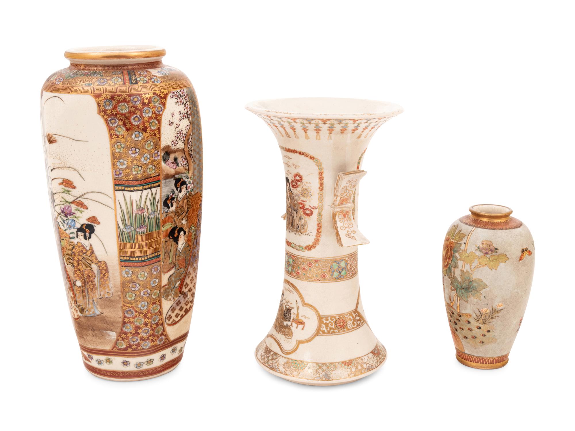 Three Japanese Satsuma Vases