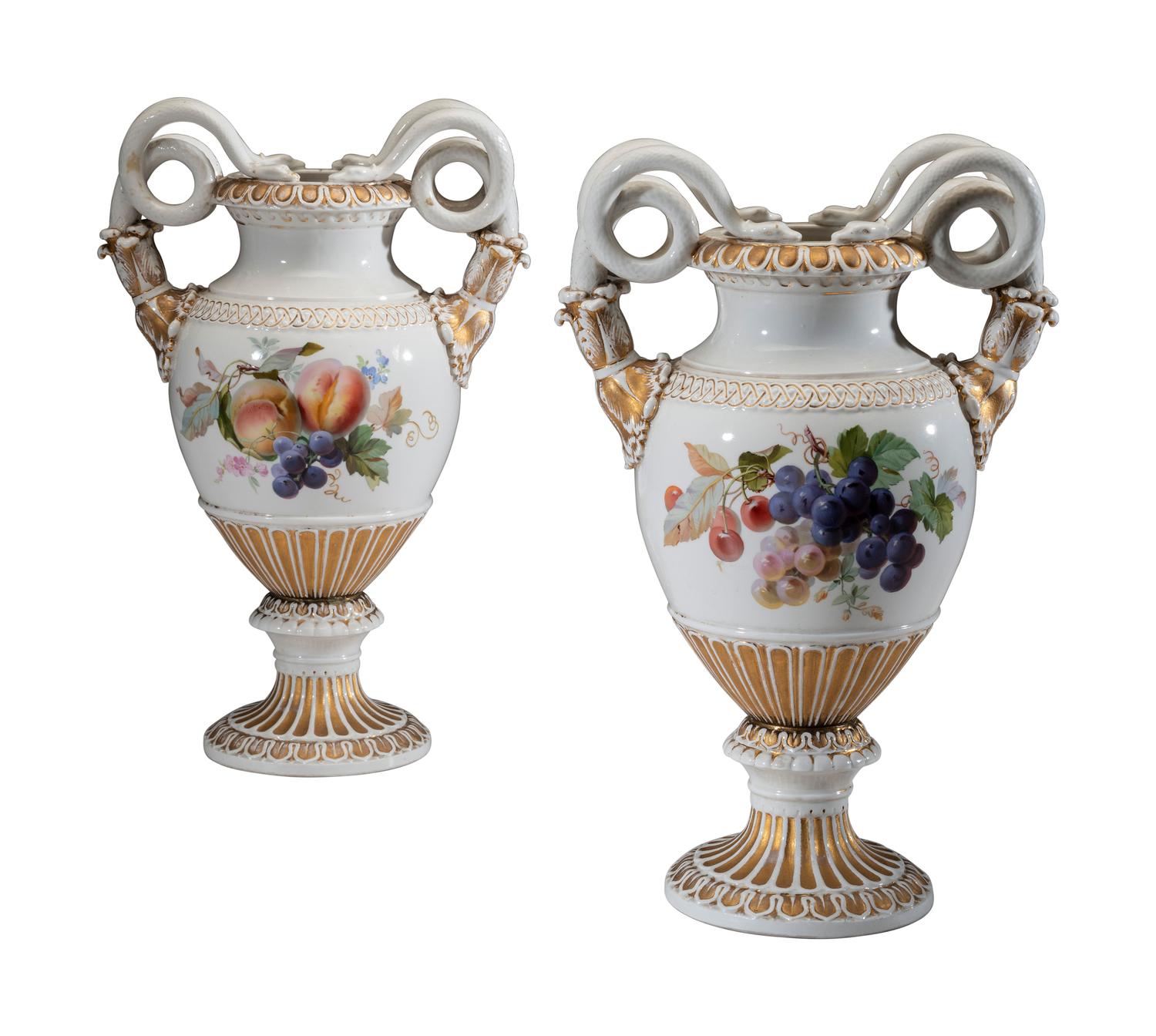 A Pair of Meissen Porcelain Urns
