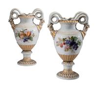 A Pair of Meissen Porcelain Urns