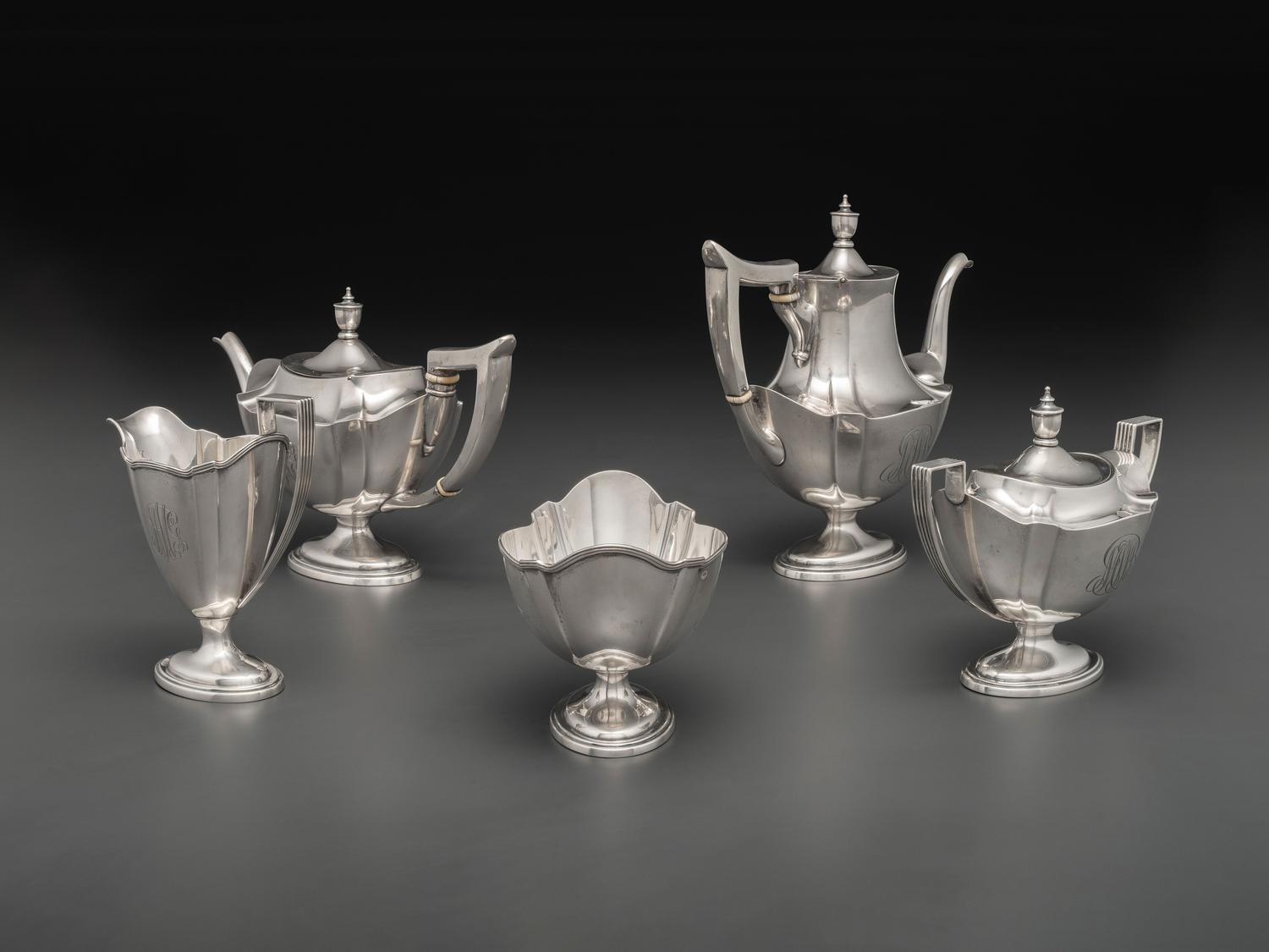 An American Silver Five Piece Tea and Coffee Service