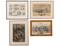 [WESTERN AMERICANA]. Four scenes of the American West from illustrated magazines, incl. Harper's .