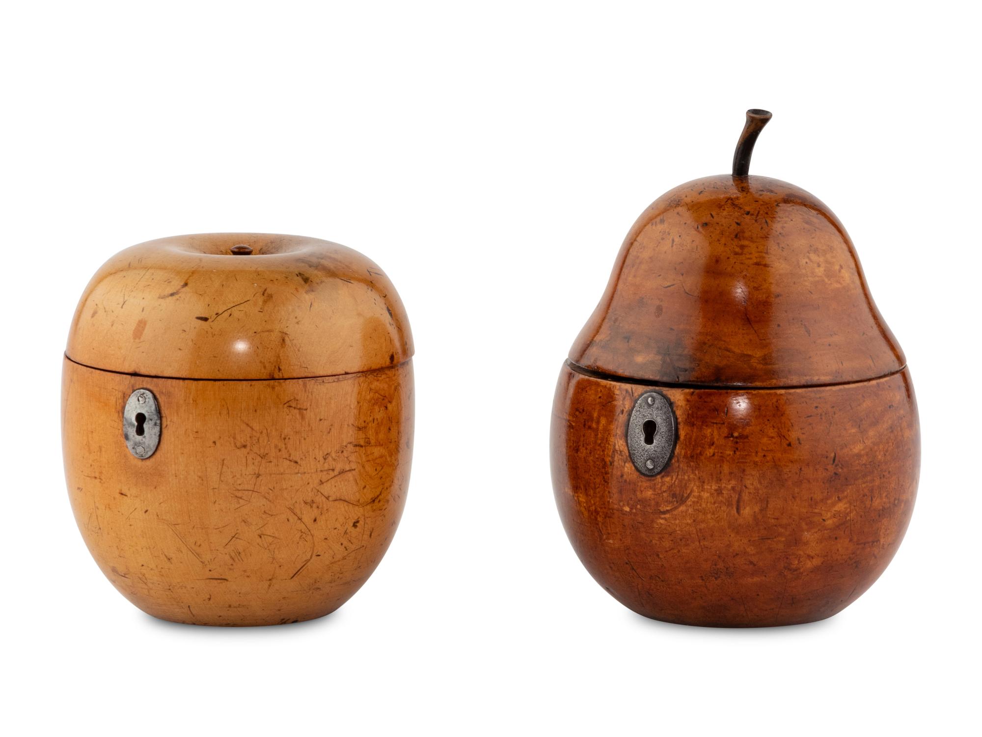 Two English Fruit-Form Tea Caddies