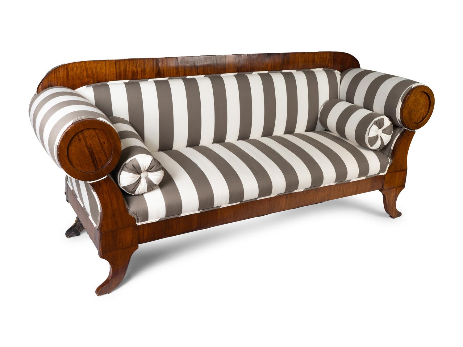 A Biedermeier Style Walnut Sofa — 20TH CENTURY