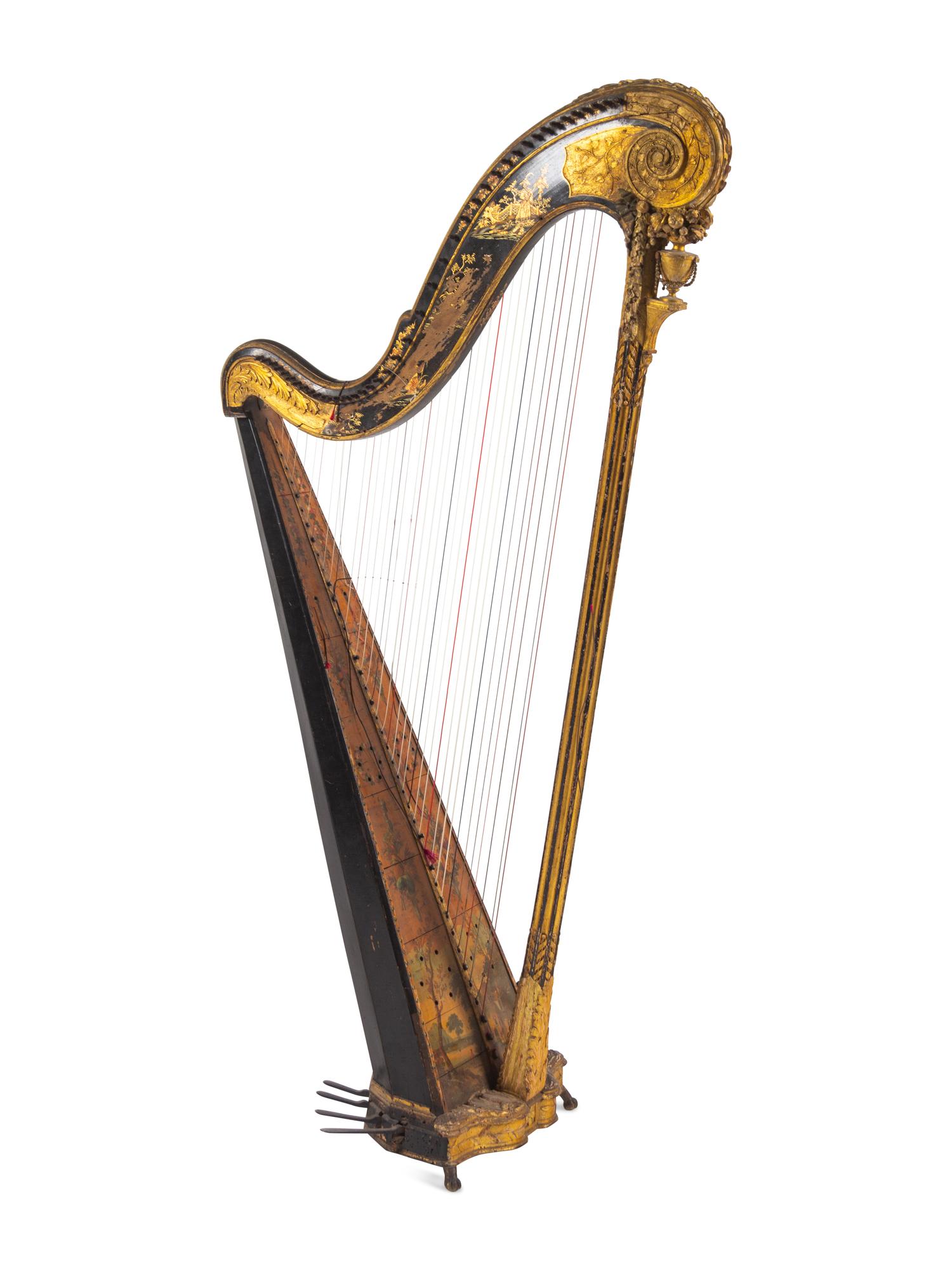 An English or Continental Painted Harp