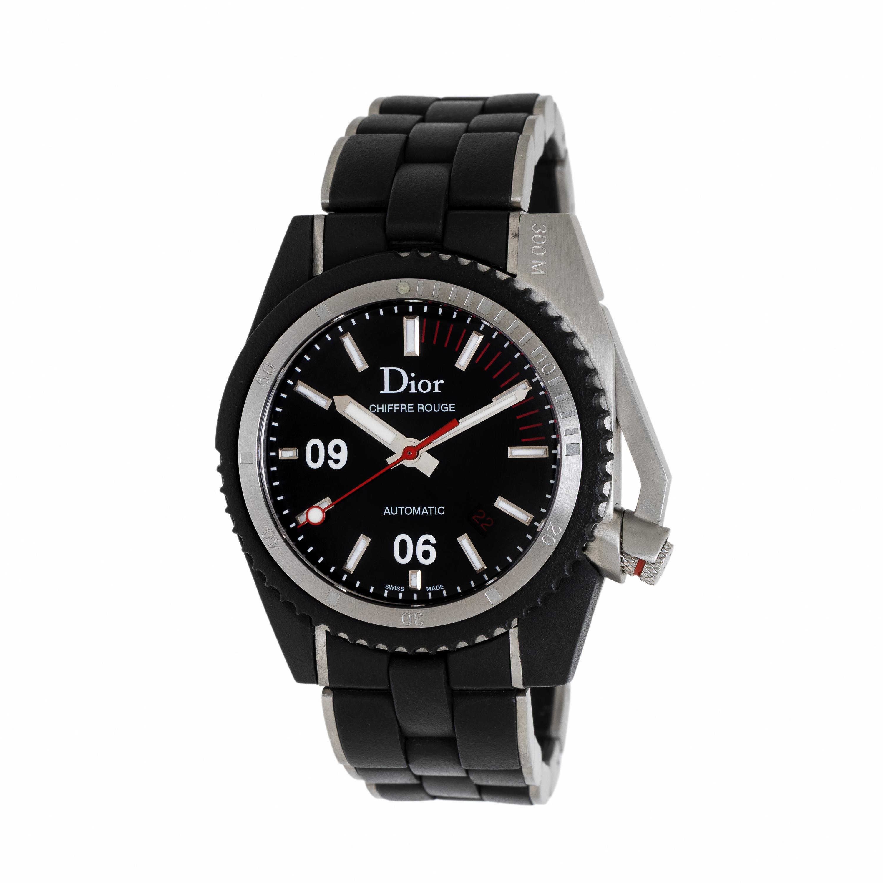 Dior, Steel and Black Rubber 'Chiffre Rouge D02' Watch