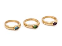 YELLOW GOLD AND GEMSTONE RING SET