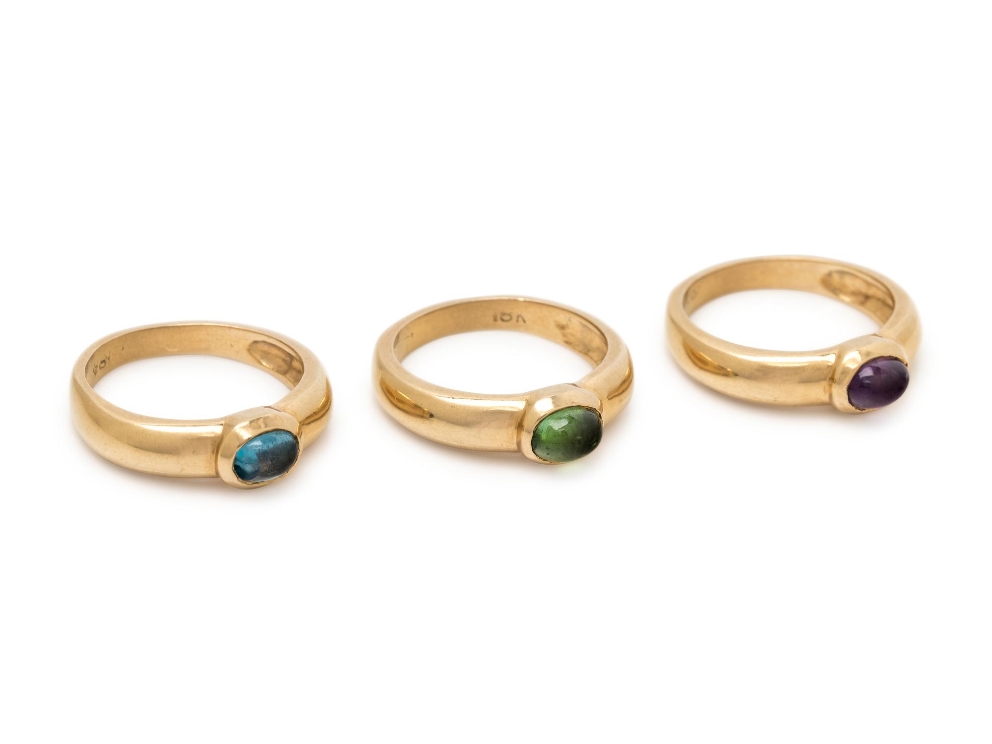 YELLOW GOLD AND GEMSTONE RING SET