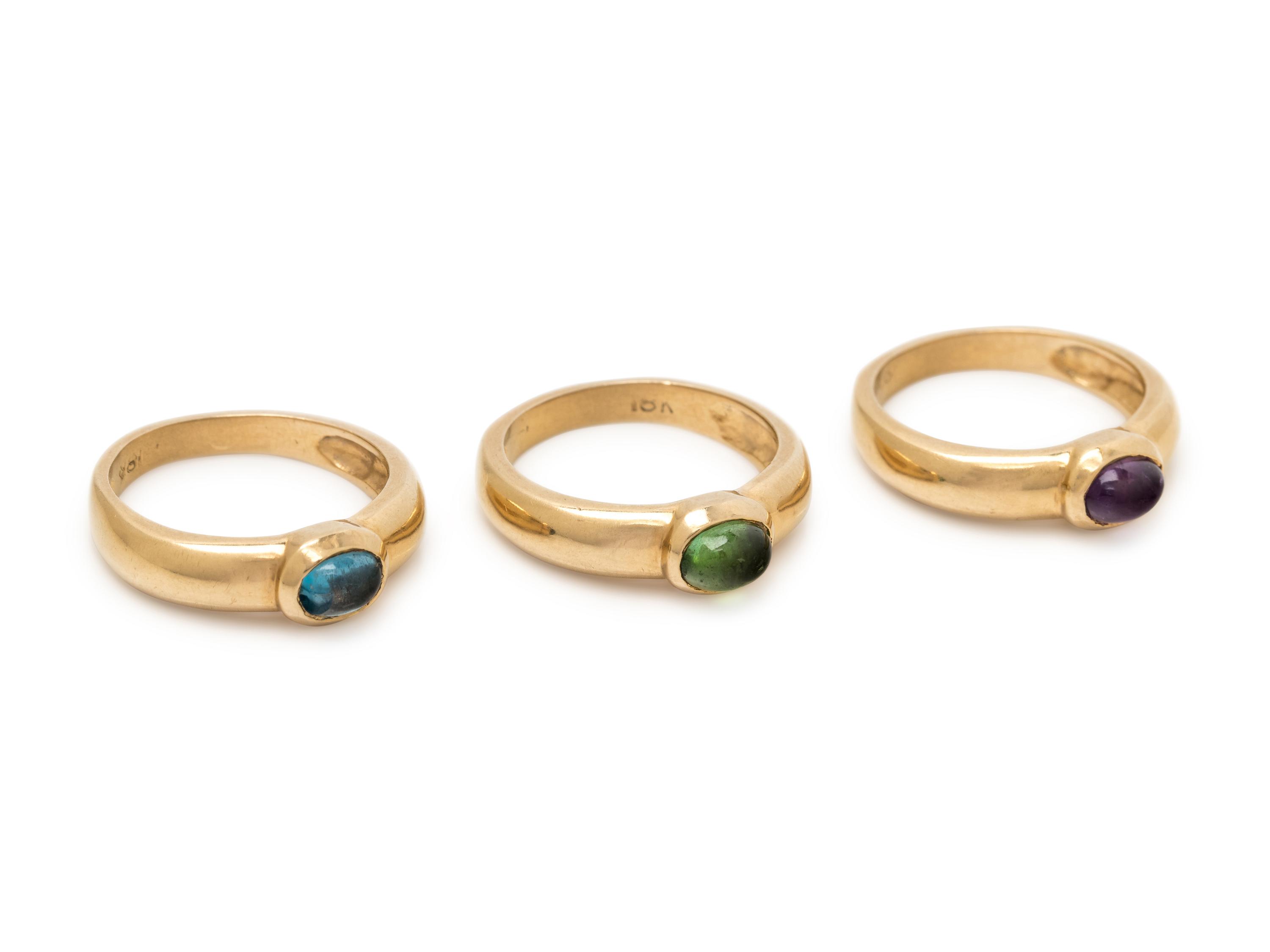 YELLOW GOLD AND GEMSTONE RING SET