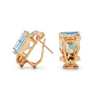 BLUE TOPAZ AND DIAMOND EARCLIPS