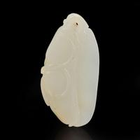A Chinese carved white jade "Peapod" toggle 白玉豆荚 Late Qing to Republic period ?????