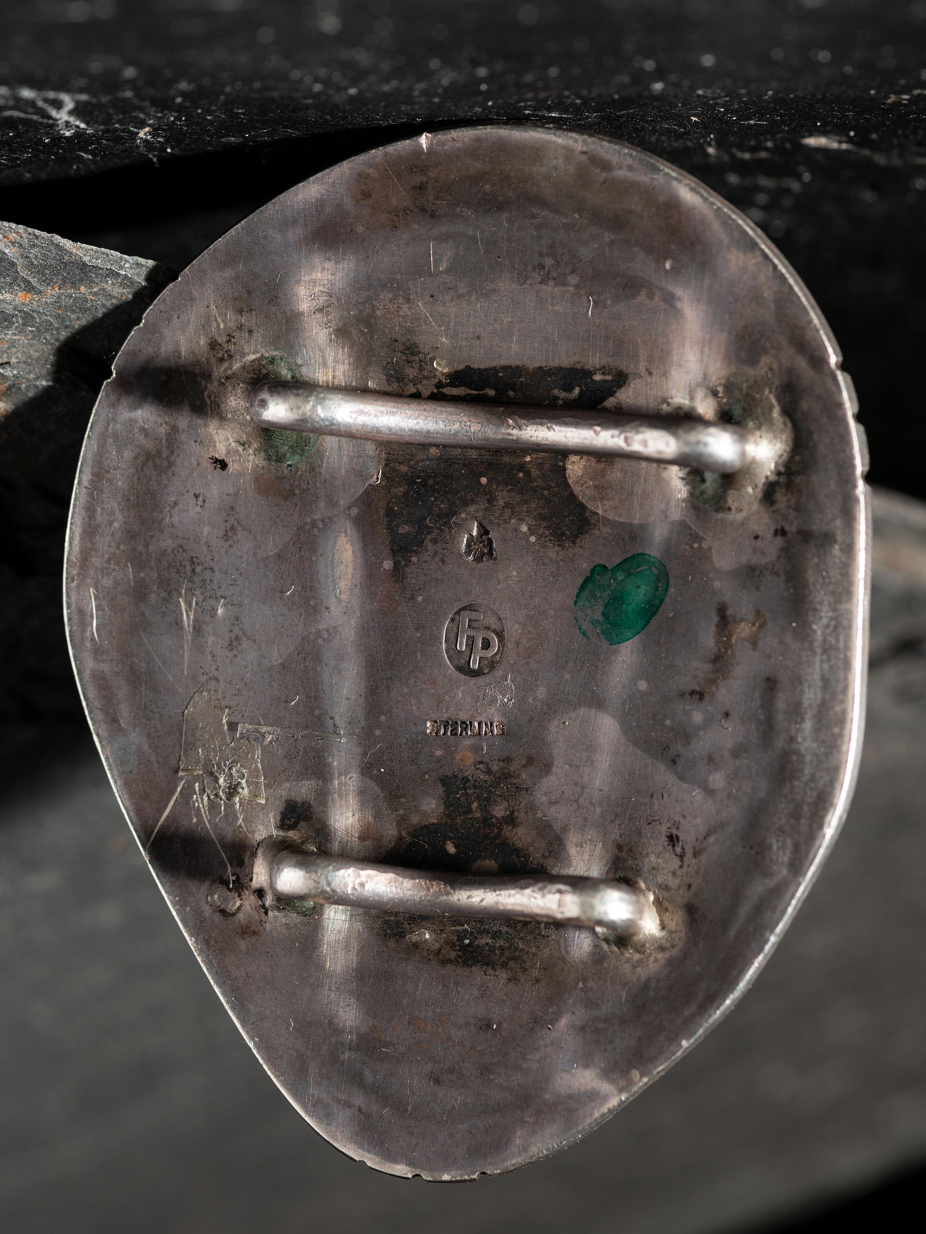 Southwestern-style Sterling Silver and Turquoise Nugget Bolo Slide