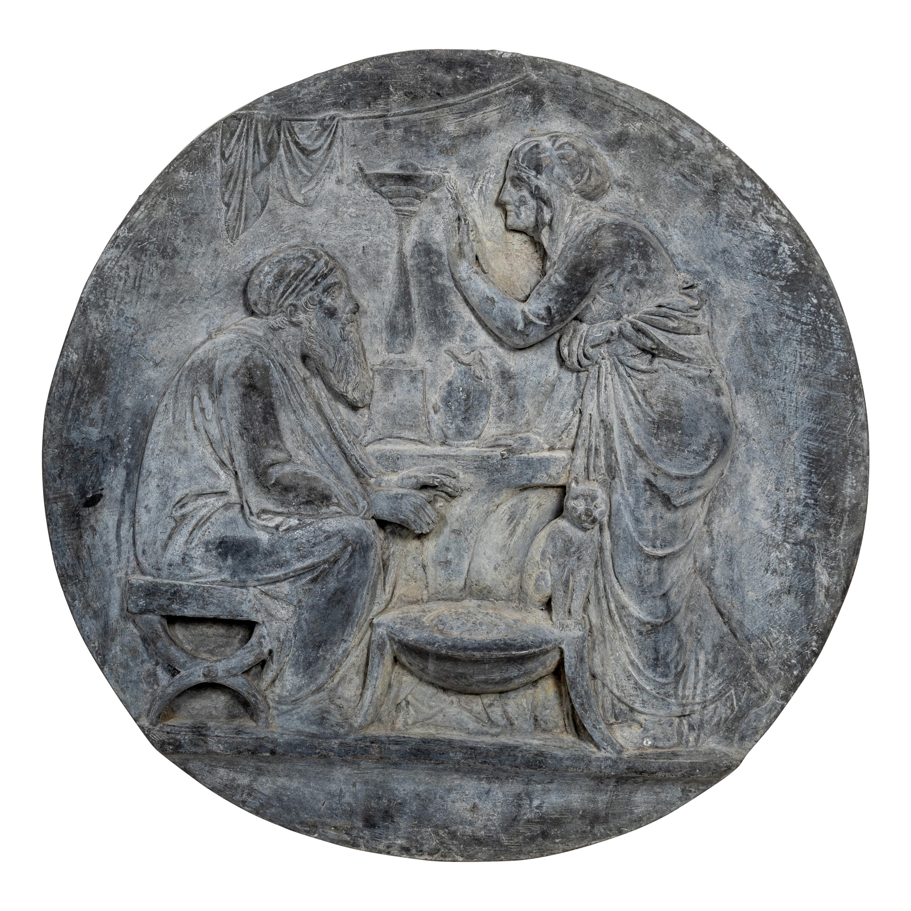 Four Lead Wall Plaques Depicting the Four Ages of Man Attributed to Bertel Thorvaldsen (Danish, c. 1770-1844)
