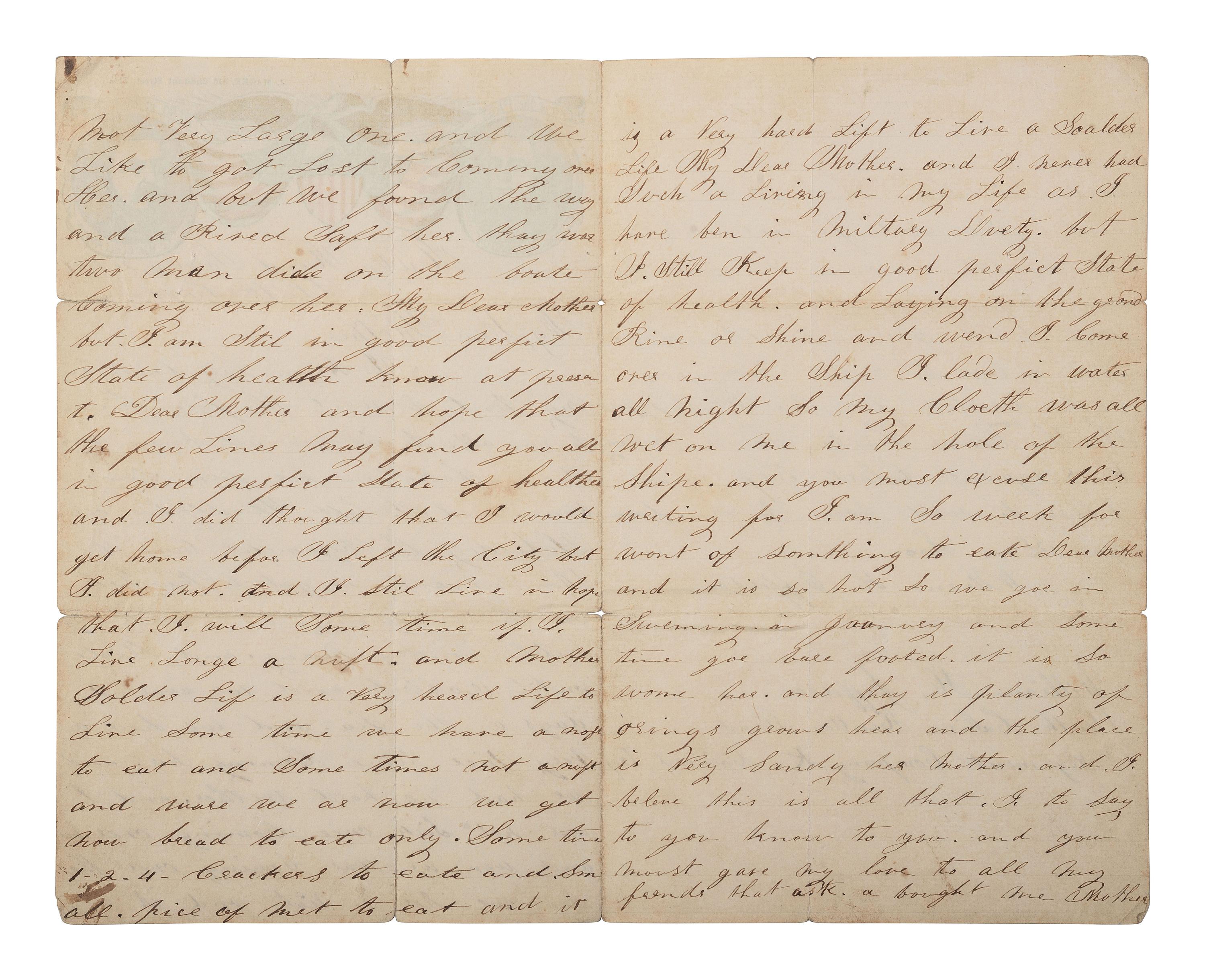 [CIVIL WAR]. Correspondence with African American soldier William Jefferson, 8th US Colored Troops, incl. a letter from his mother, and a circular issued to the 20th and 26th Regiments USCTs.