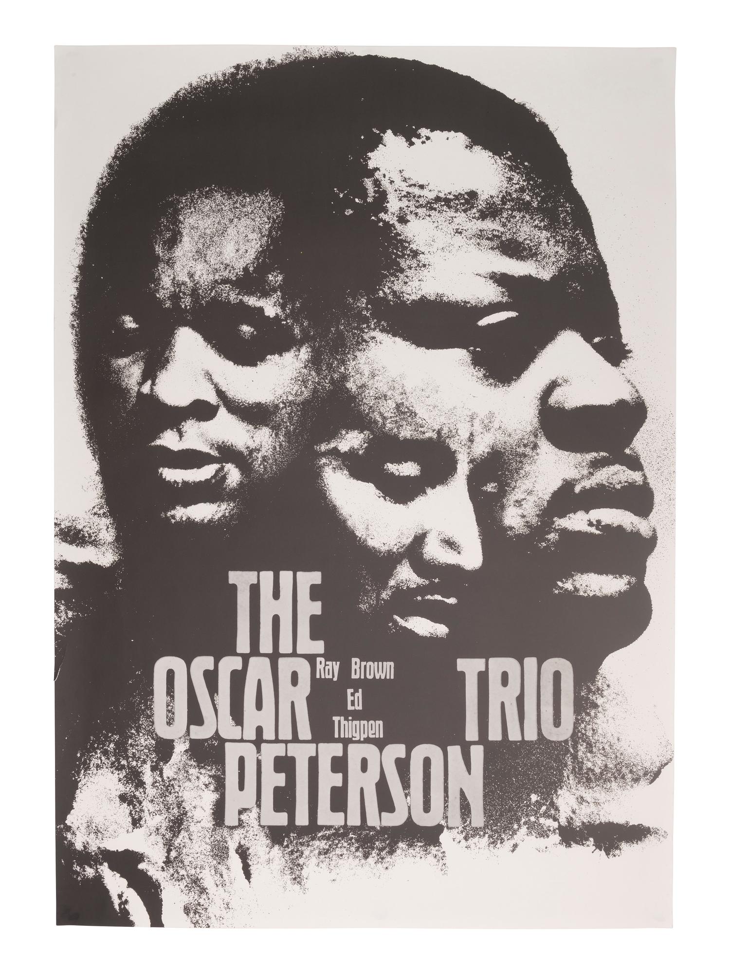 [MUSIC]. 2 posters promoting jazz musicians, incl. the Oscar Peterson Trio and George Lewis.
