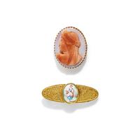 TWO YELLOW GOLD FIGURAL BROOCHES