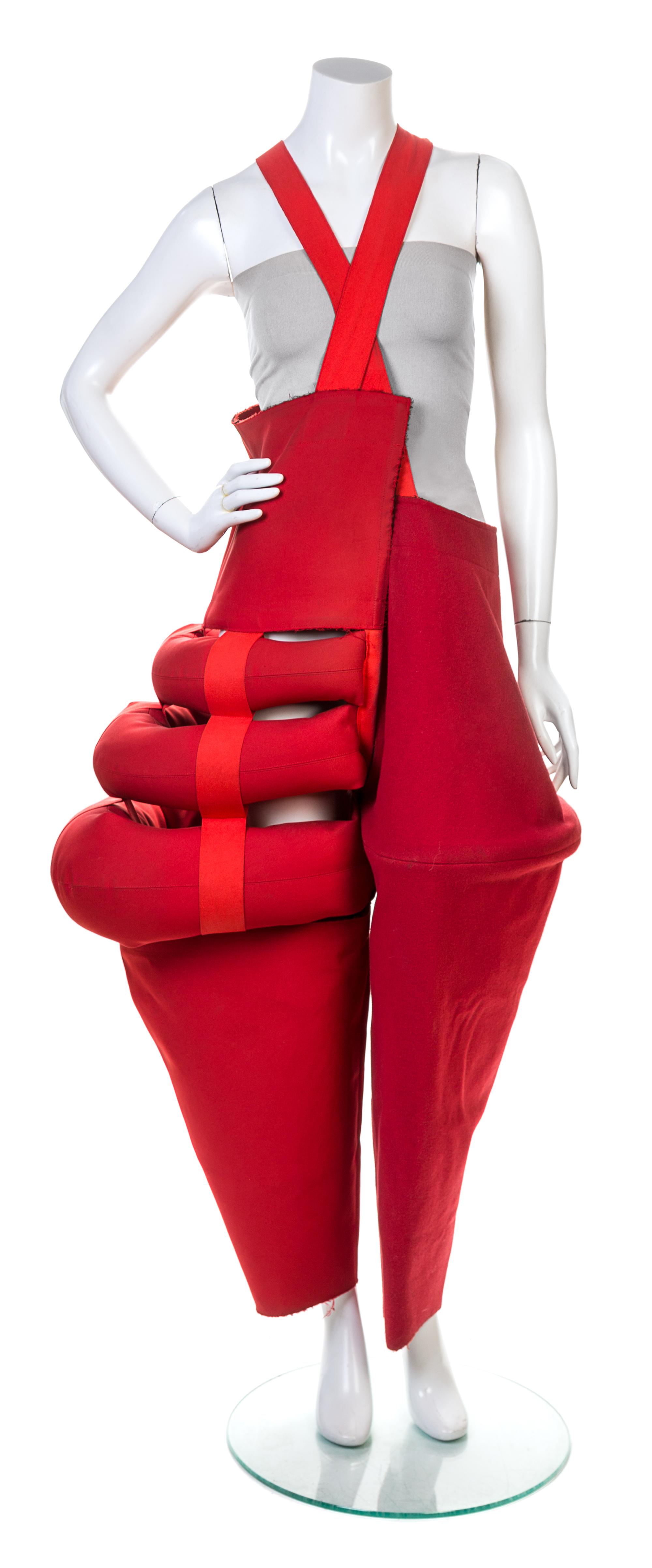 A Pair of Comme des Garcons Red Extreme Overalls, No size.