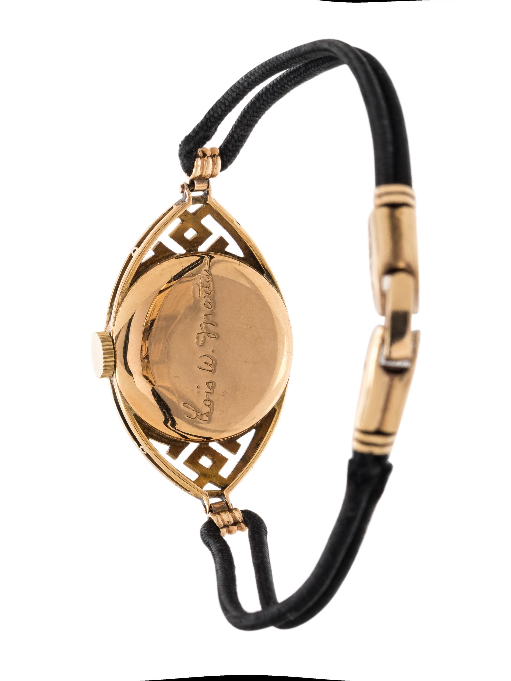 MARCUS & CO., 18K YELLOW GOLD AND ENAMEL WRISTWATCH
