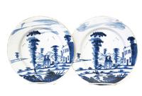 Pair of tin-glazed pottery plates bristol, circa 1750