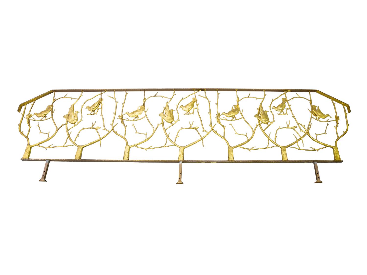 A Gilded Wrought Iron Railing Attributed to Edgar Brandt