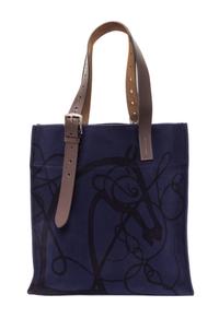 An Hermes Navy Etriviere Shopping Tote, 16" x 17" x 6".