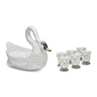 A French Majolica Swan Form Server