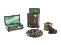 An Assembled Tiffany ' Pine Needle' Four-Piece Desk Set