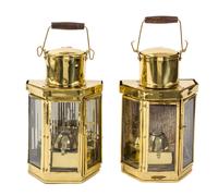 Two Pairs of Brass Light Fixtures Height of larger 15 1/2 inches. — 20TH CENTURY