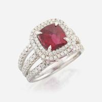 A rubellite, pink sapphire, diamond, and white gold ring, Charles Krypell