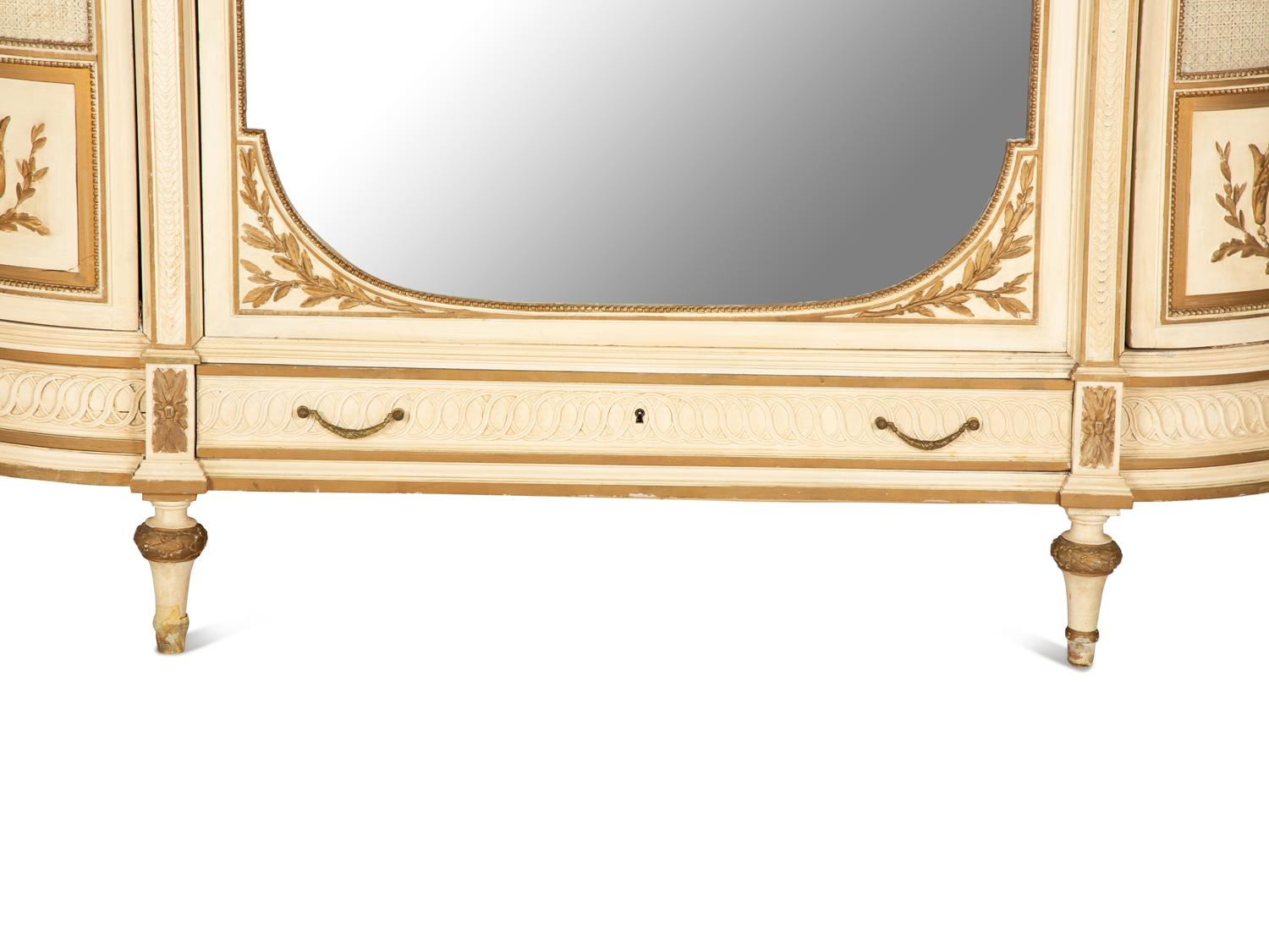 A Louis XVI Style Painted and Parcel Gilt Armoire — 20th Century