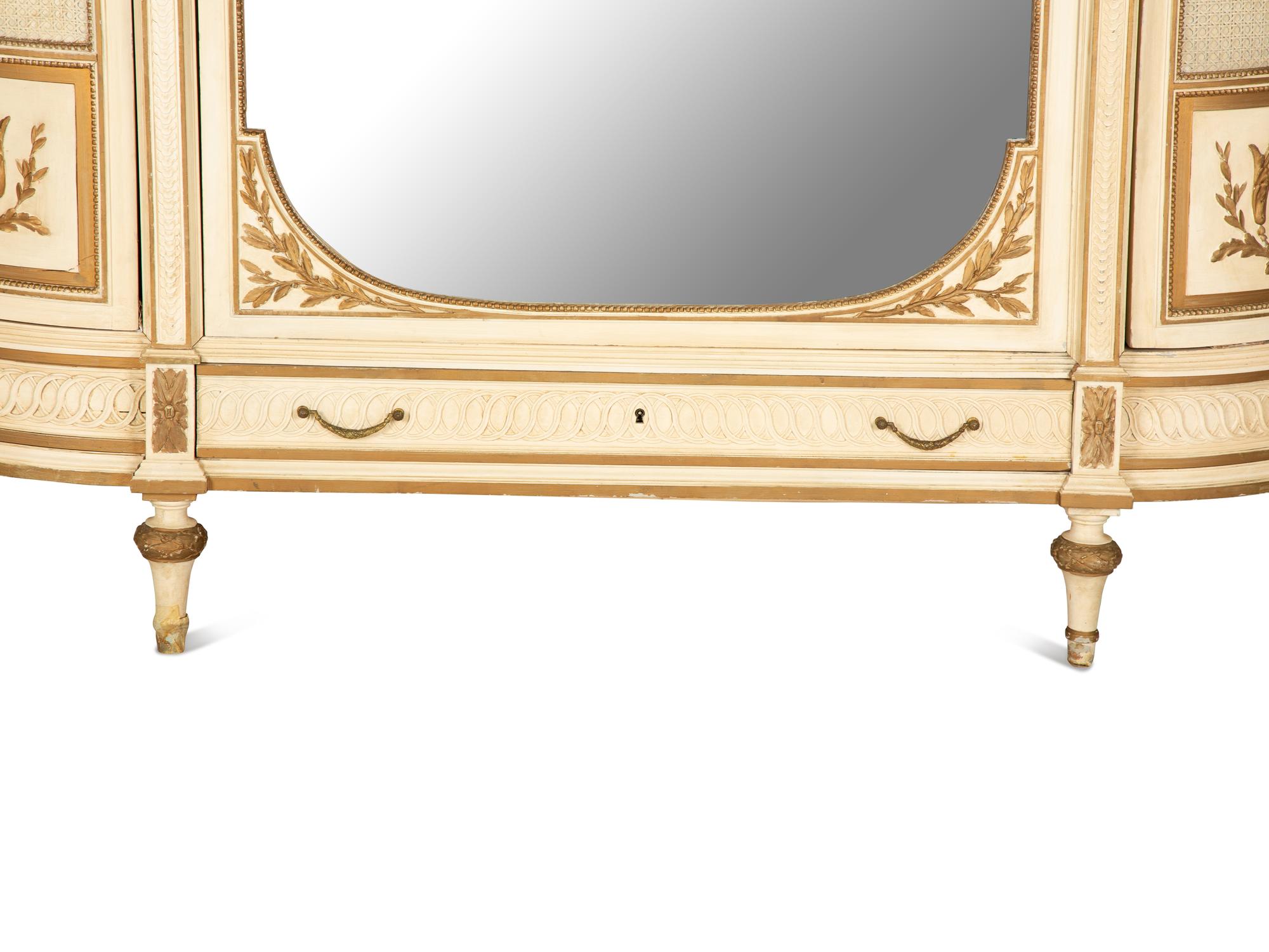A Louis XVI Style Painted and Parcel Gilt Armoire — 20th Century